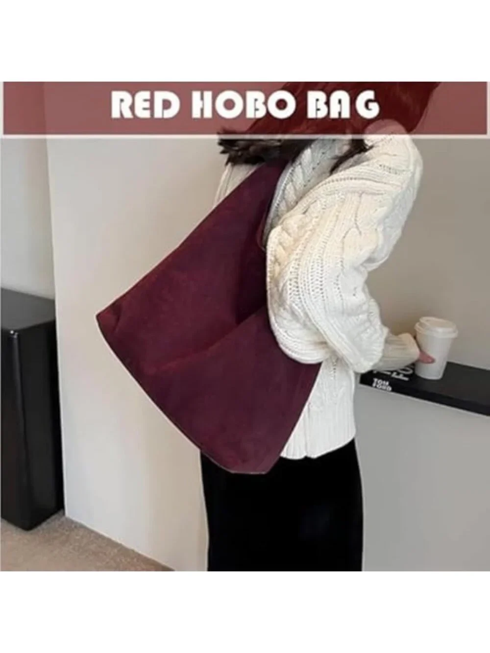 Stylish Brown Suede Shoulder Tote Bag for Women - Perfect Valentine's Day Gift
